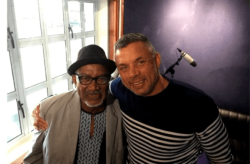 Musician Sipho 'Hotstix' Mabuse with former footballer Mark Fish