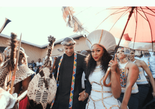 Minnie Dlamini and Quinton Jones South African Celebrity Traditional Wedding Outfits