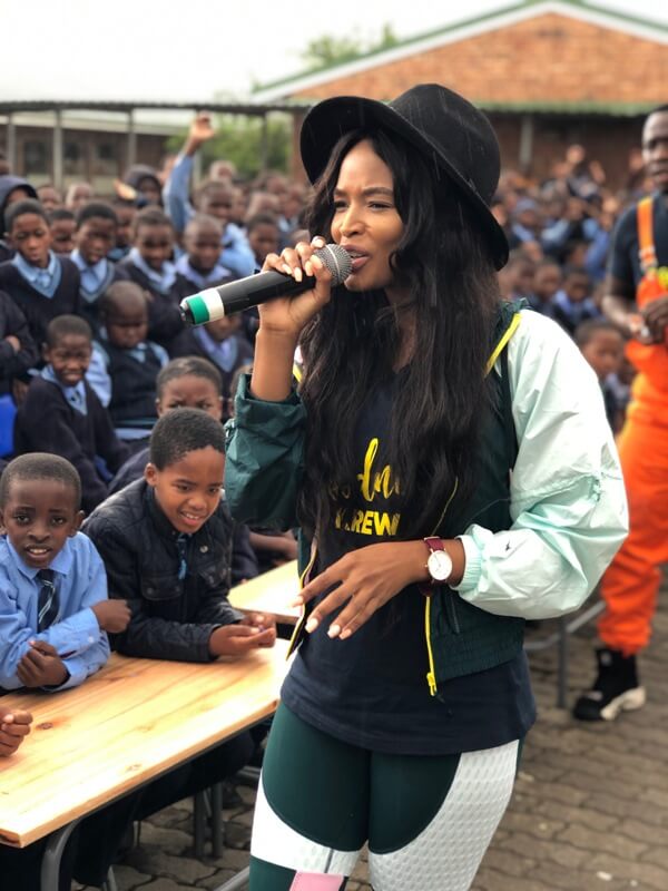Ayanda Thabethe visiting Sikhona Primary School KZN