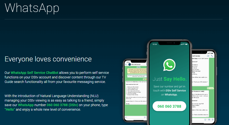 WhatsApp DStv Self Service