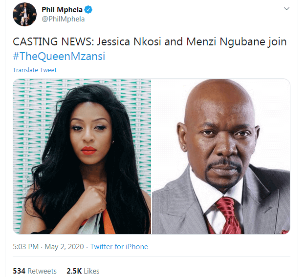 Jessica Nkosi and Menzi Ngubane The Queen Mzansi