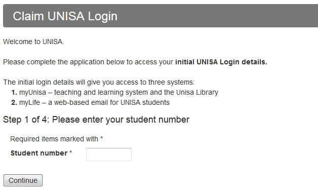 myUNISA student portal
