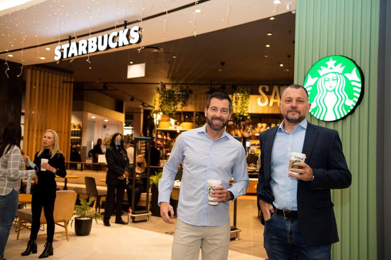 CEO Shopright Checkers Pieter Engelbrecht with CEO of Rand Capital Coffee Adrian Maizy