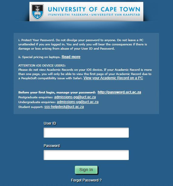 PeopleSoft UCT How To Access Oracle PeopleSoft Sign in