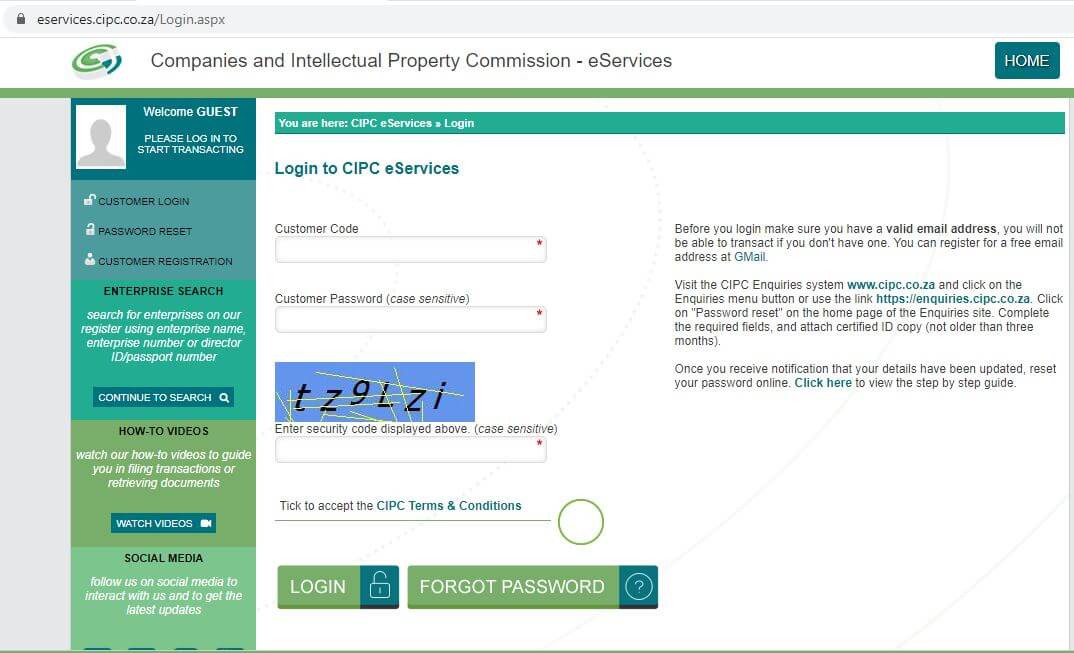 CIPC Login