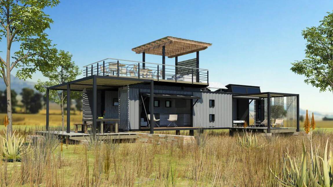 Pop Up retreat shipping container house