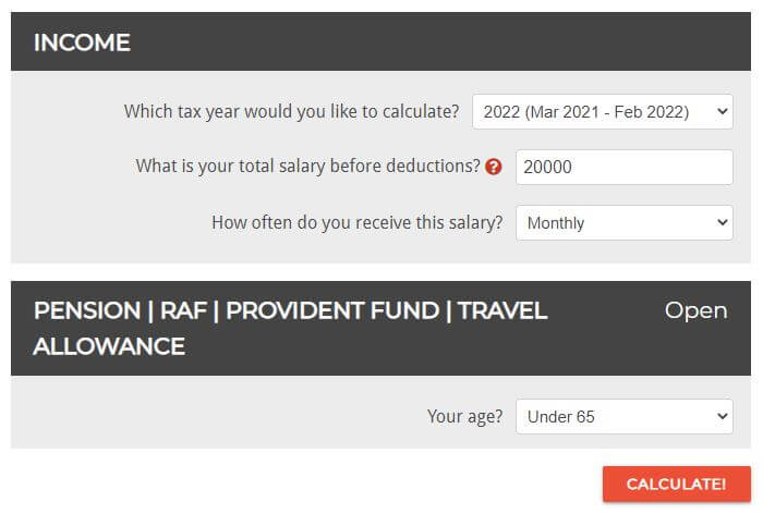 SARS Income Tax Calculator