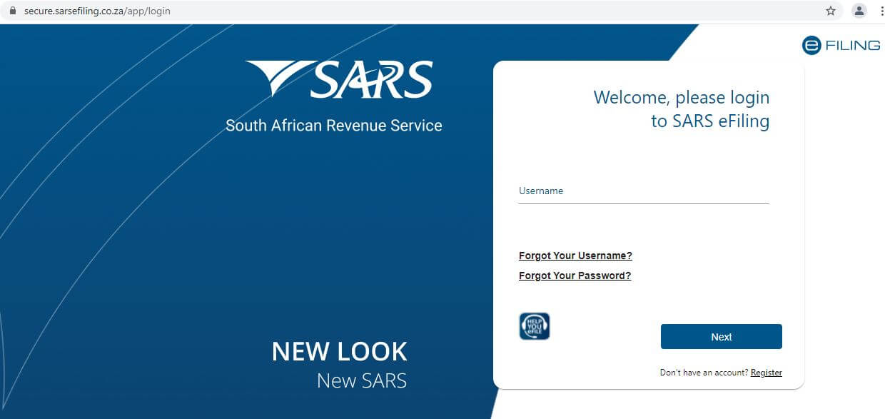 how to register for a sars number online