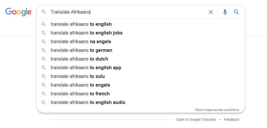 Afrikaans into English Translation