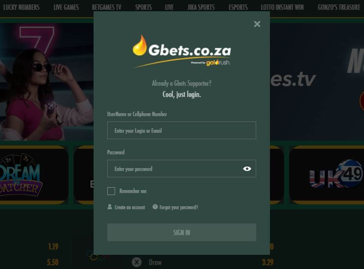 Gbets Login South Africa