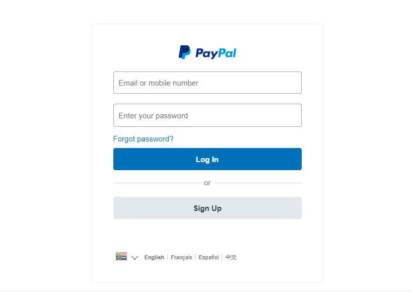 PayPal South Africa Login