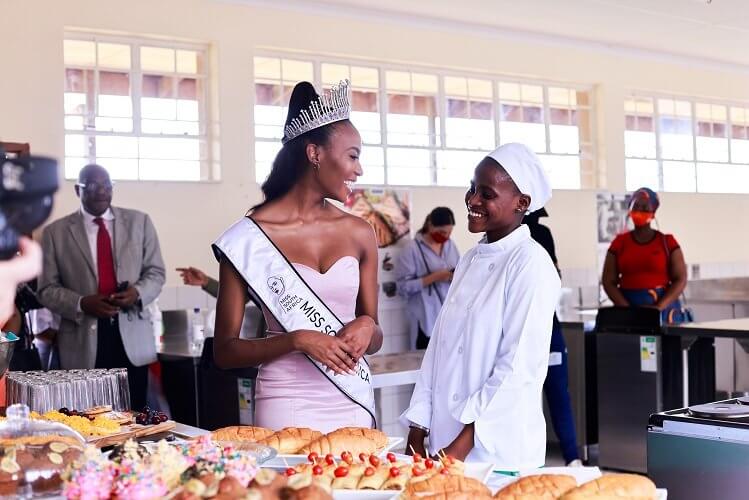 Miss South Africa 2021, Lalela Mswane with leaner, Snethemba Thwala