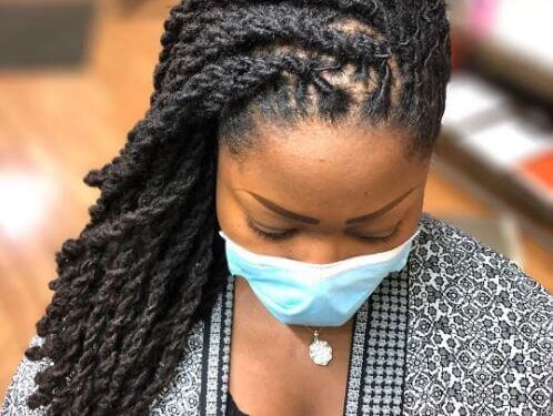 Side-Swept Dreadlocks straight up hairstyle