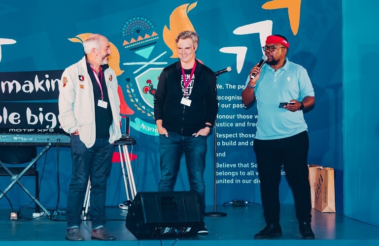 Robert Brozen (Nando's Founder), Doug Place (Nando's Chief Marketing Officer) and Mzwandile Ngobeni