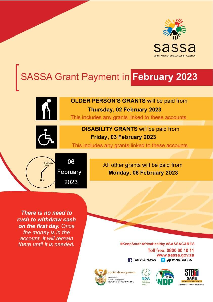 Sassa Payment Dates for February 2023