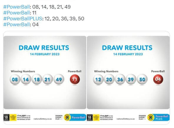 PowerBall Results For Yesterday, Tuesday, 14 February 2023