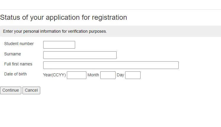 UNISA Registration Status