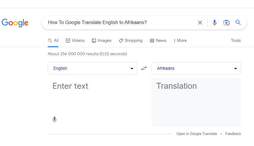 How To Google Translate English to Afrikaans.