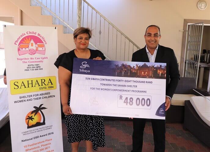 Nadia Munsamy, the Center Manager of Sahara Shelter with Virath Gobrie, General Manager of Sibaya Casino