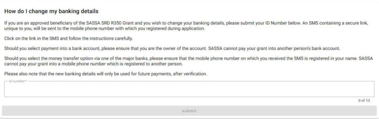 How To Update Srd.Sassa.Gov.za Banking Details
