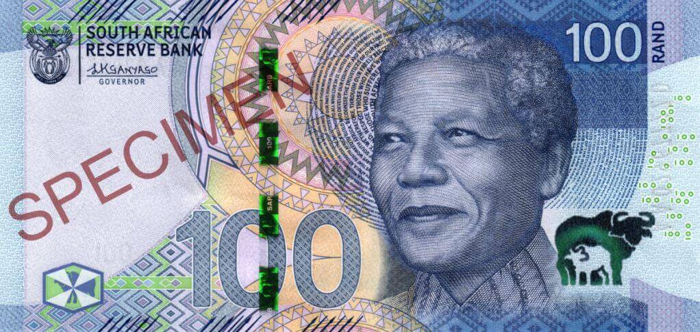 R100 Front - Portrait of Nelson Mandela SOUTH AFRICAN RESERVE BANK