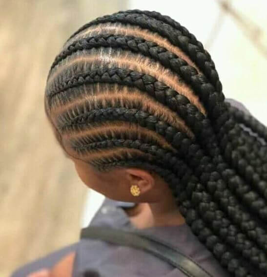 Straight Back Hairstyle With Braids