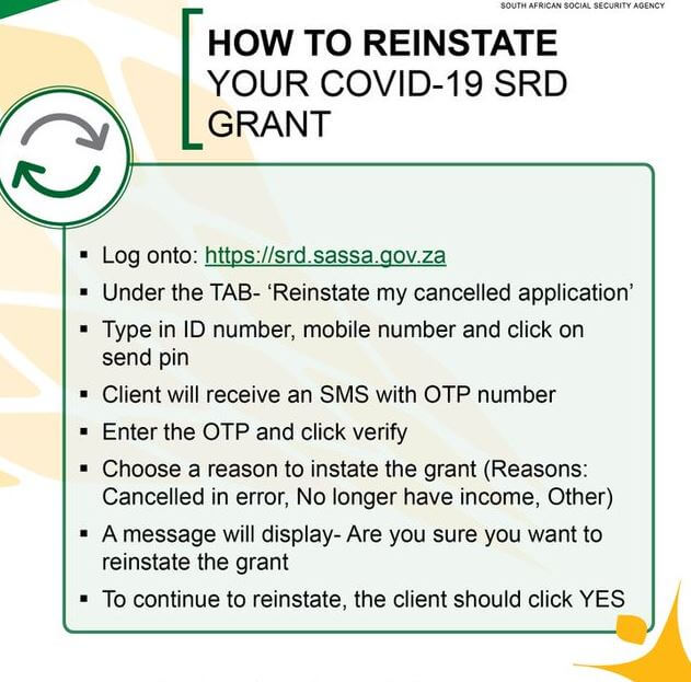 How to Reinstate Sassa SRD Grant