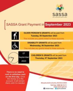Sassa Payment Dates for 2023 Old Age Pension September