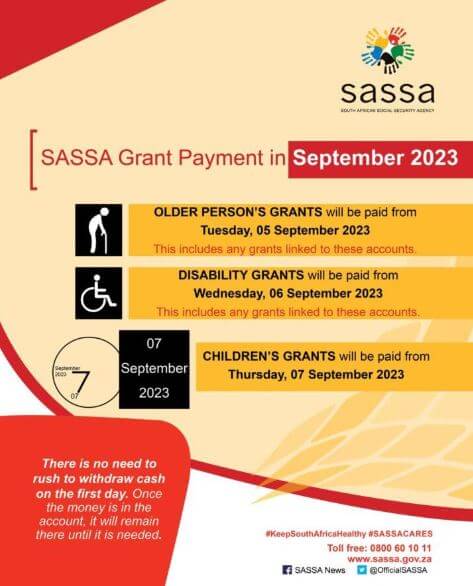 Sassa Payment Dates for 2023 Old Age Pension September