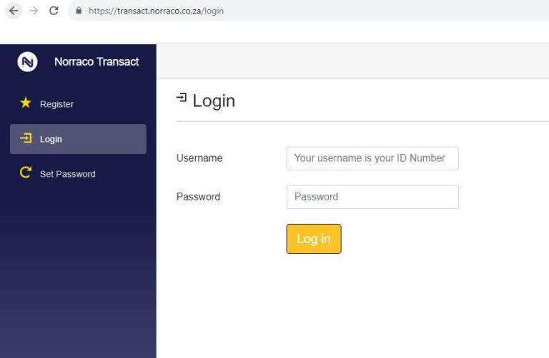 Norraco Transact Login South Africa