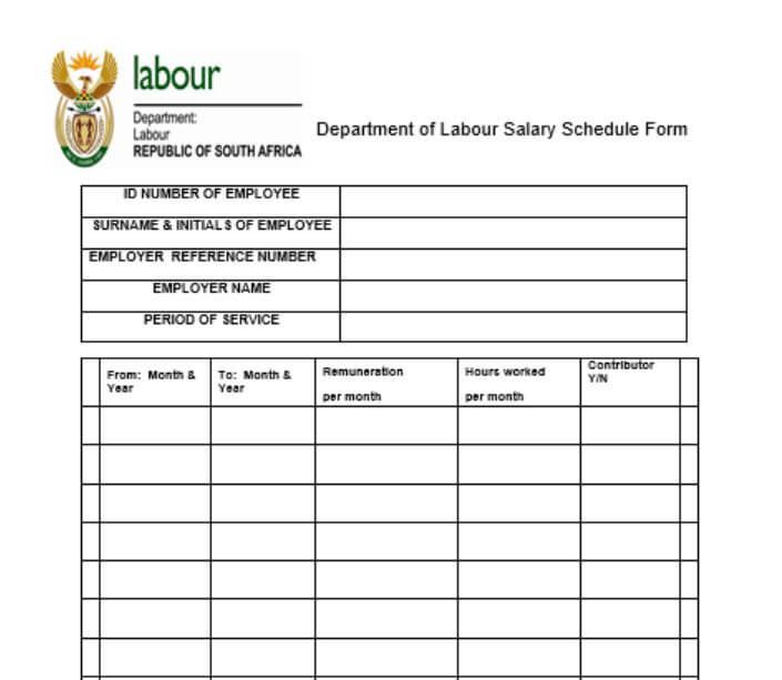 UIF Salary Schedule Form