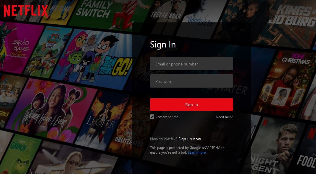 Netflix South Africa Sign In Page