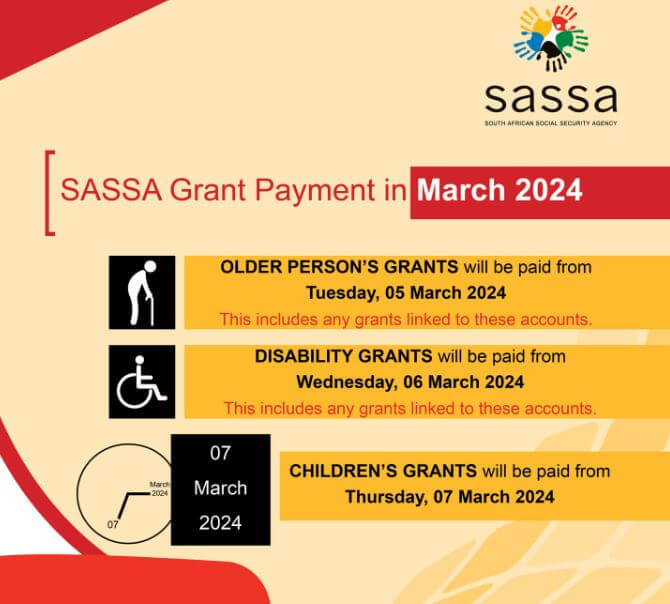 SASSA Grant Payment Dates For March 2024