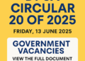 DPSA Circular 20 of 2025 - Government Vacancies Released on Friday, 13 June 2025