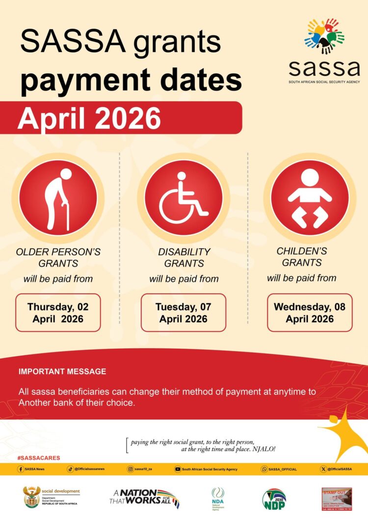 SASSA Grant Payment Dates For April 2026